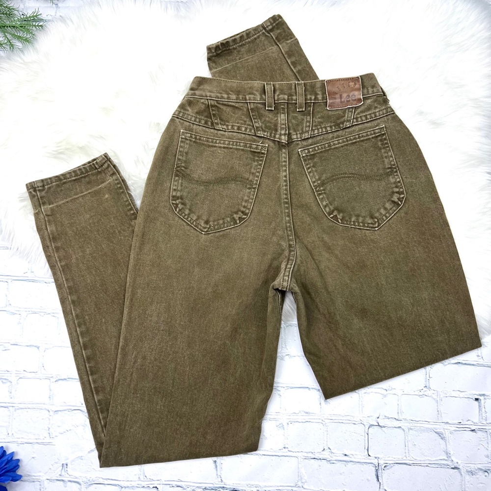 👖VINTAGE |•LEE•| RIVETED Olive Green High Rise Tapered Lag Jeans👖